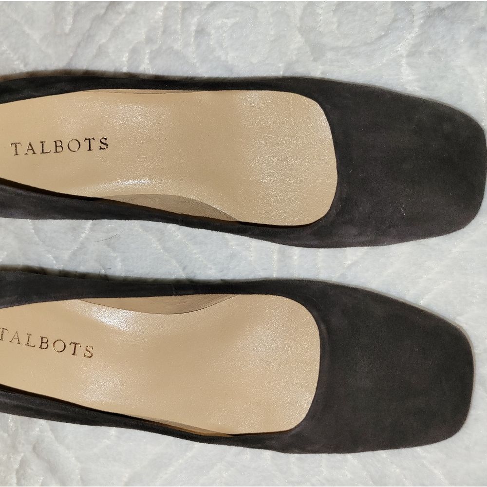 Talbots Women Sz 7 Brown Wedge Slip-ons with Squared Toe. Suede and Gen.Leather. - Picture 1 of 6